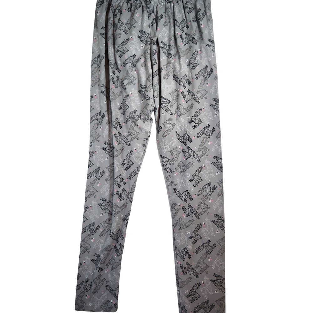 SweetLegs Llama Print Leggings Grey Pink Geometric Animal Stretch Pants Small